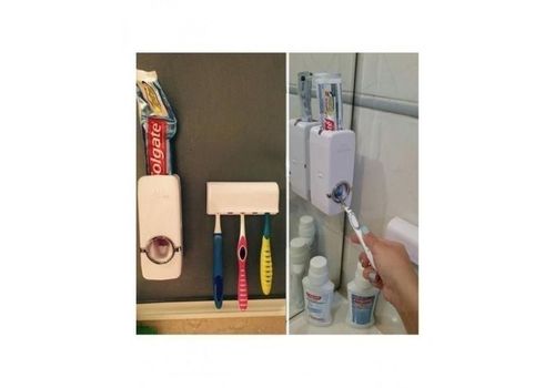 Distributeur Automatique Dentifrice avec Porte Brosse à Dent Collé au Mur au meilleur prix au Maroc