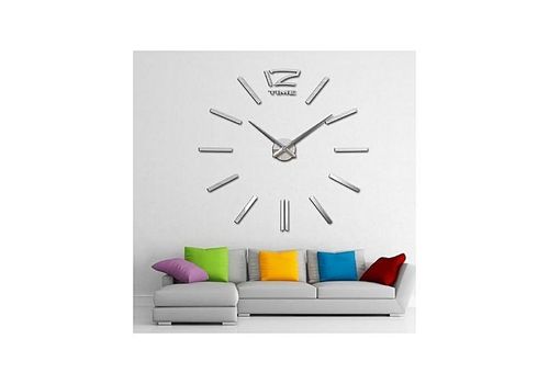 Horloge Murale Design 3D 1,20m - Silver au meilleur prix au Maroc