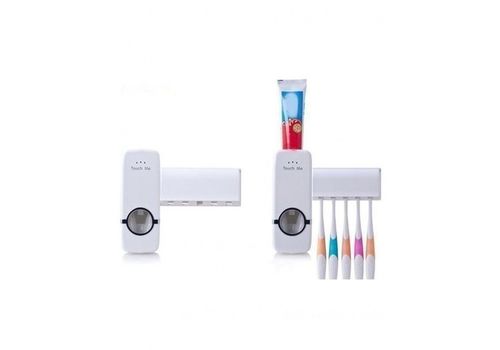 Distributeur Automatique Dentifrice avec Porte Brosse à Dent Collé au Mur au meilleur prix au Maroc