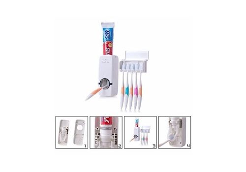 Distributeur Automatique Dentifrice BLANC + Porte Brosse à dent Collé au Mur au meilleur prix au Maroc