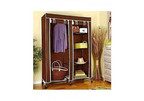 Armoire MARRON Portable Mobile penderie + 5 Cintres en métal offerts au meilleur prix au Maroc