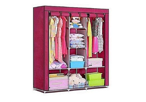 Armoire penderie bleue en tissu - Garde robe 3 portes au meilleur prix au Maroc