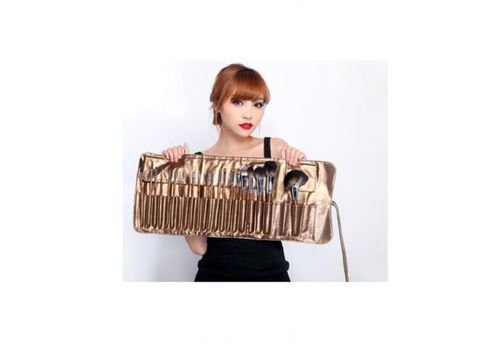 Kit Pro 24 Pinceaux pour maquillage + Pochette DORE au meilleur prix au Maroc