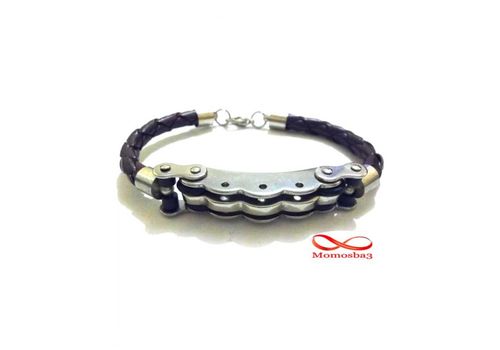 Bracelet cuir MARRON et acier inoxydable au meilleur prix au Maroc