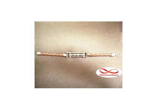 Bracelet cuir MARRON et acier inoxydable au meilleur prix au Maroc