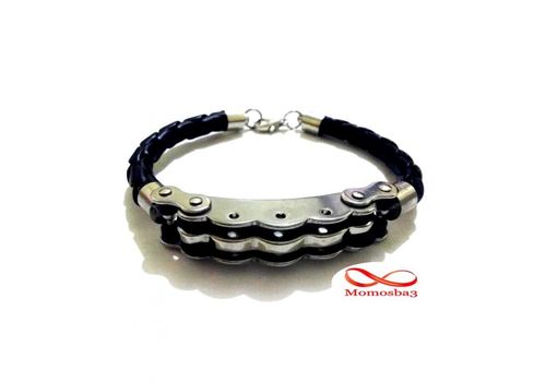 Bracelet Cuir Noir Et Acier Inoxydable au meilleur prix au Maroc