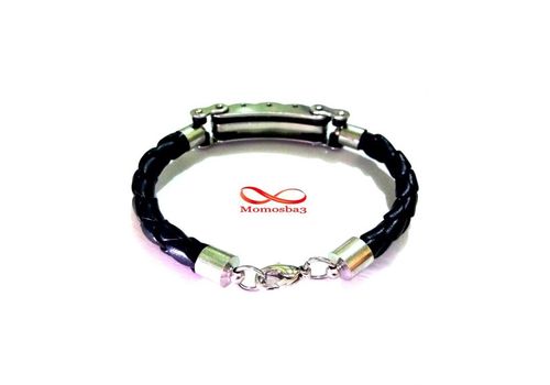 Bracelet Cuir Noir Et Acier Inoxydable au meilleur prix au Maroc