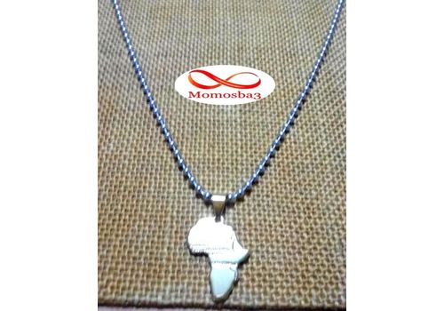 Chaine Maille Boule + Pendentif Afrique Plaqué Or DORE - Acier Inoxydable au meilleur prix au Maroc