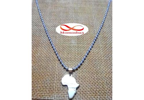 Chaine Maille Boule + Pendentif Afrique Plaqué Or DORE - Acier Inoxydable au meilleur prix au Maroc