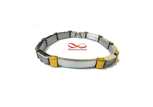 Bracelet Avec Plaque En Acier Inoxydable Pour Homme - Argent + DORE au meilleur prix au Maroc