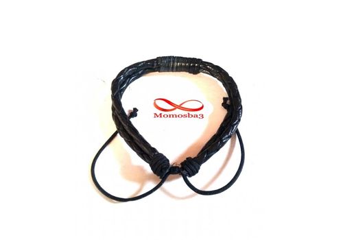 Bracelet Cuir Noir Faite Main Réglable - Unisex au meilleur prix au Maroc