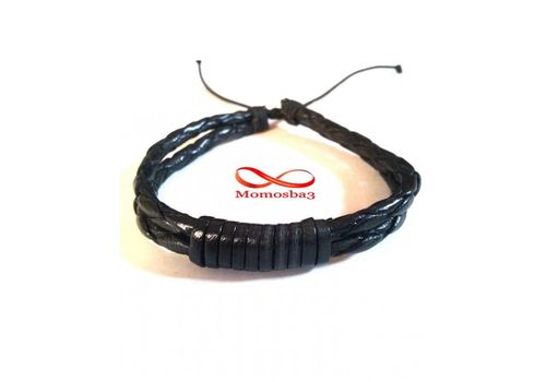 Bracelet Cuir Noir Faite Main Réglable - Unisex au meilleur prix au Maroc