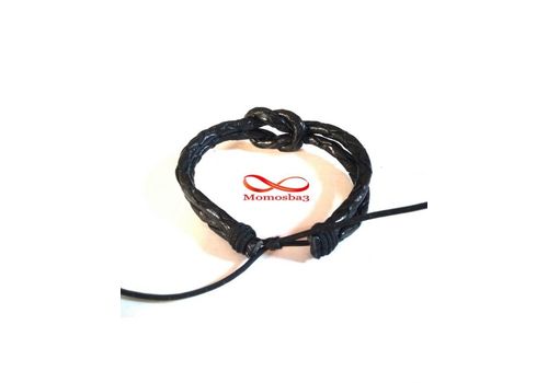 Bracelet Cuir Noir Faite Main Réglable Unisex au meilleur prix au Maroc