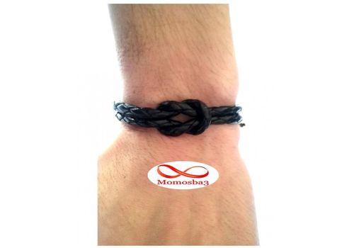 Bracelet Cuir Noir Faite Main Réglable Unisex au meilleur prix au Maroc