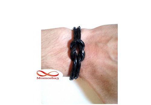 Bracelet Cuir Noir Faite Main Réglable Unisex au meilleur prix au Maroc