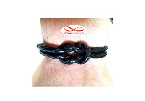 Bracelet Cuir Noir Faite Main Réglable Unisex au meilleur prix au Maroc