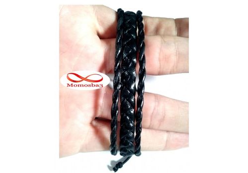 Bracelet En Cuir Tressé Noir - Unisex au meilleur prix au Maroc