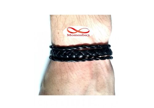 Bracelet En Cuir Tressé Noir - Unisex au meilleur prix au Maroc