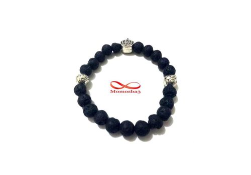 Agate Natural Matte Black Volcano Lava Pierre perlé élastiques - Unisex au meilleur prix au Maroc