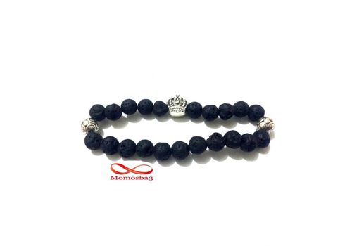 Agate Natural Matte Black Volcano Lava Pierre perlé élastiques - Unisex au meilleur prix au Maroc