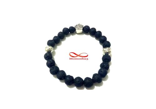 Agate Natural Matte Black Volcano Lava Pierre perlé élastiques - Unisex au meilleur prix au Maroc