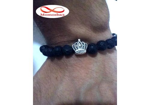 Agate Natural Matte Black Volcano Lava Pierre perlé élastiques - Unisex au meilleur prix au Maroc