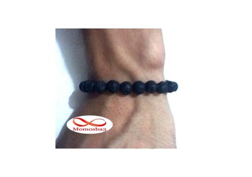 Agate Natural Matte Black Volcano Lava Pierre perlé élastiques - Unisex au meilleur prix au Maroc