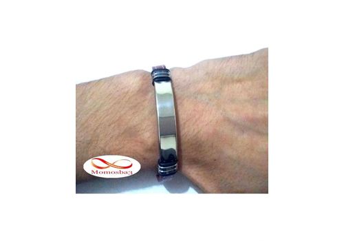 Bracelet En Acier Inoxydable + Cuir Grenat (Réglable) au meilleur prix au Maroc