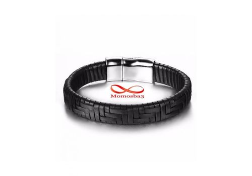 Bracelet Cuir Noir Avec Fermoir Magnétique En Acier De Titane au meilleur prix au Maroc