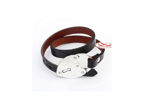 Bracelet Cuir Noir Avec Fermoir Charm Unisex au meilleur prix au Maroc