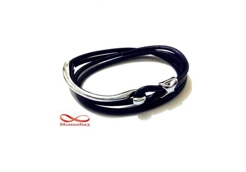 Bracelet En Cuir Noir Fermoir En Acier Inoxydable au meilleur prix au Maroc