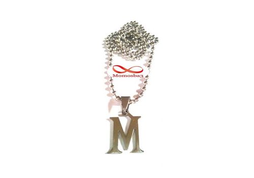 Chaine Maille Boule + Pendentif Caractère M - Acier Inoxydable au meilleur prix au Maroc