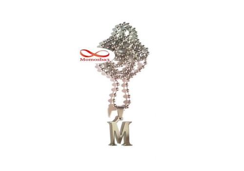 Chaine Maille Boule + Pendentif Caractère M - Acier Inoxydable au meilleur prix au Maroc