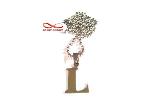 Chaine Maille Boule + Pendentif Caractère L - Acier Inoxydable au meilleur prix au Maroc