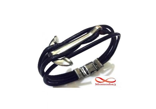 Bracelet Ancre Cuir MARRON + Fermoir Acier Inoxydable (Réglable) au meilleur prix au Maroc