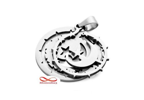 Chaîne En Acier Inoxydable Argenté Avec Pendentif Croissant au meilleur prix au Maroc