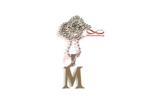 Chaine Maille Boule + Pendentif Caractère M - Acier Inoxydable au meilleur prix au Maroc