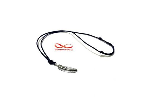Collier Cuir Noir Réglable Avec Pendentif Plume - Unisex au meilleur prix au Maroc