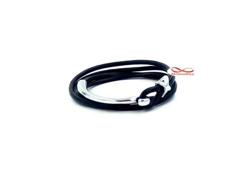 Bracelet En Cuir Noir Fermoir En Acier Inoxydable au meilleur prix au Maroc