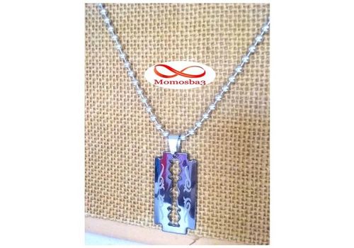 Chaine En Acier Inoxydable Avec Pendentif Rasoir Noir au meilleur prix au Maroc