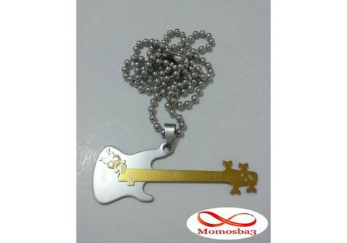 Chaine Avec Pendentif Guitar Argenté + DORE Acier Inoxydable au meilleur prix au Maroc