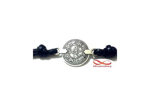 Bracelet Cuir Noir Pendentif Pièce De Monnaie Unisex (Réglable) au meilleur prix au Maroc