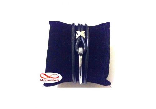 Bracelet En Cuir Noir Fermoir En Acier Inoxydable au meilleur prix au Maroc