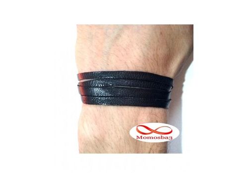 Bracelet Ancre Marine BRONZE + Cuir Noir au meilleur prix au Maroc