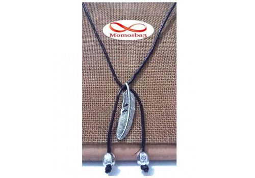 Collier MARRON Réglable Avec Pendentif Plume - Unisex au meilleur prix au Maroc