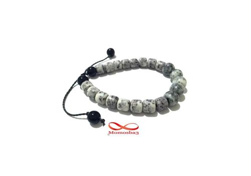 Agate pierre naturel noir et BLANC fermoir cordon réglable au meilleur prix au Maroc