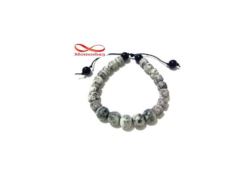 Agate pierre naturel noir et BLANC fermoir cordon réglable au meilleur prix au Maroc