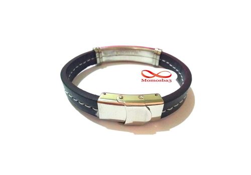 Bracelet En Acier Inoxydable + Cuir MARRON (Réglable) au meilleur prix au Maroc