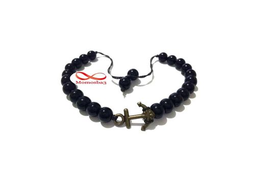 Agate Verre Avec Pendentif Ancre Marine BRONZE unisex Fil Réglable au meilleur prix au Maroc