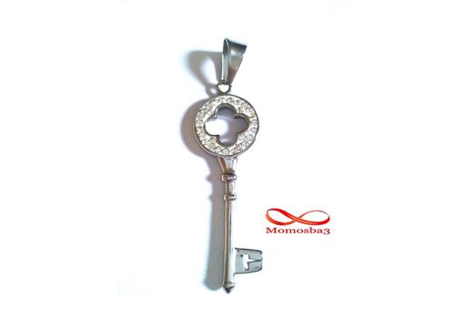 Pendentif Clé Avec Pierres En Acier Inoxydable Argenté au meilleur prix au Maroc